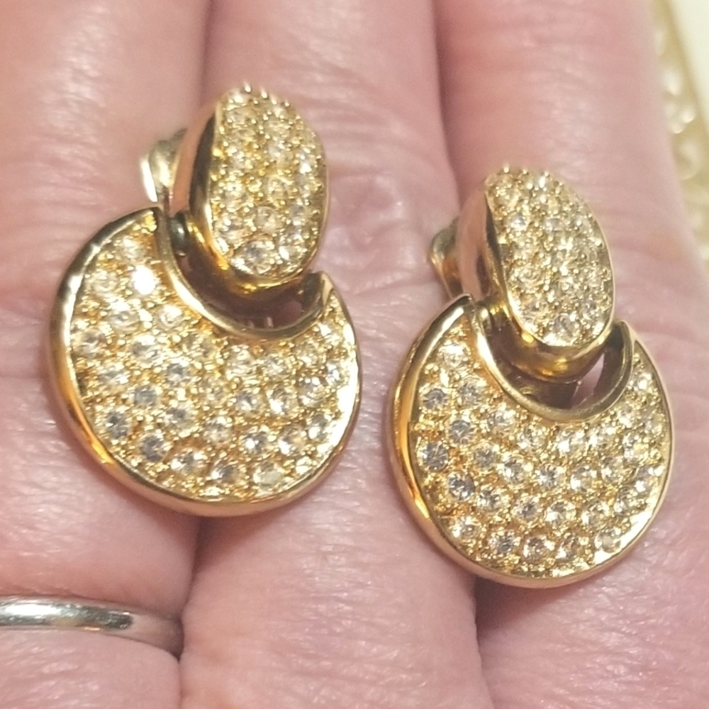 Christian Dior Vintage Door Knocker Crystal Earrings - Picture 6 of 6